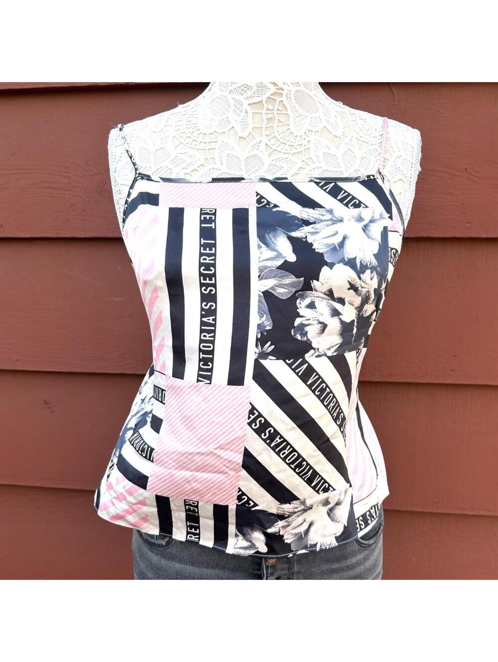 Victoria’s Secret Satin Patchwork Logomania Cami Top